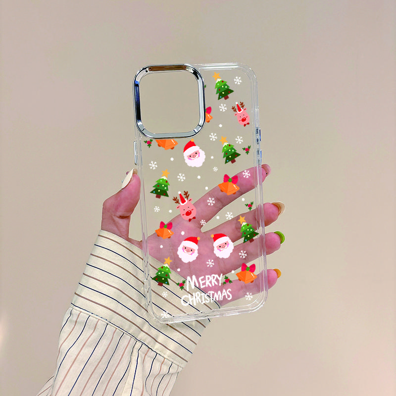 Χαριτωμένη Θήκη Τηλεφώνου Άγιος Βασίλης Καλά Χριστούγεννα Για iPhone 16 Pro Max 15 Pro 14 13 12 11 Χιονάνθρωπος Με Σχέδιο Ελαφιού Μαλακή Λεπτή Αντικραδασμική Προστασία Φακού Διάφανη Κάλυψη