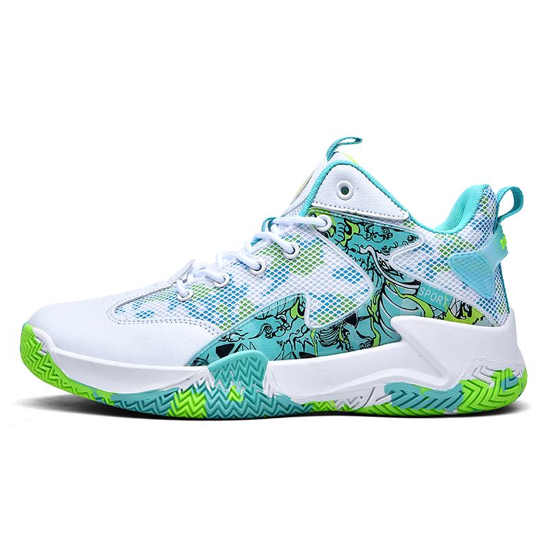 

Баскетбольные кроссовки, мужские кроссовки, легкие амортизирующие кроссовки, дышащие кроссовки с сеткой, мужская обувь 45 зелёный/белый