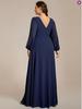 2024 Autumn Slim Chiffon Long Sleeve Dress for Plus Size Women