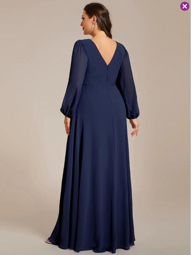 2024 Autumn Slim Chiffon Long Sleeve Dress for Plus Size Women