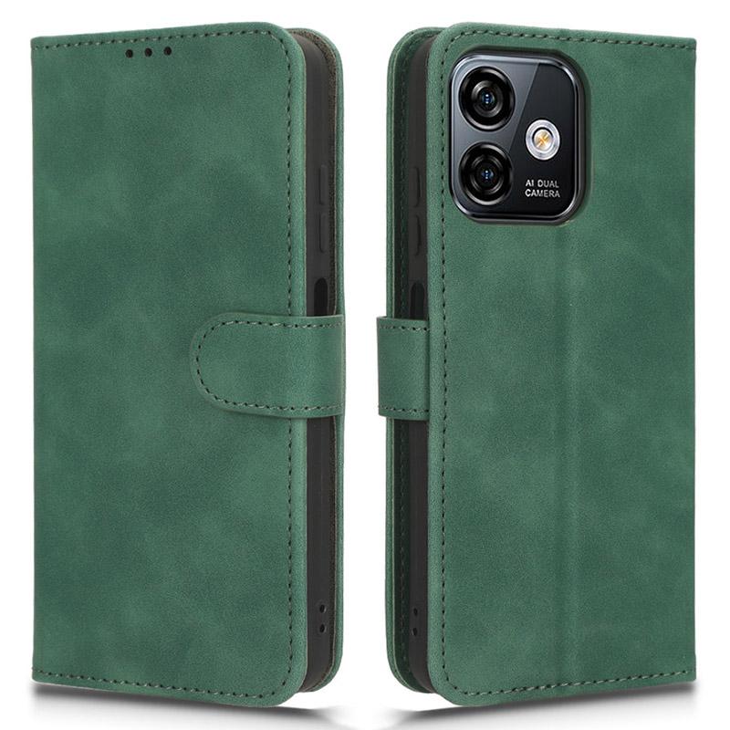

For Ulefone Note 16 Pro Stand Wallet Cell Phone Case Skin-touch PU Leather+TPU Phone Cover Green