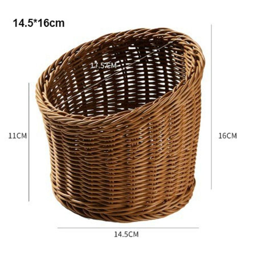Hardness Fork Spoon Basket Handwoven Round Storage Box  Restaurant Serving Tabletop Display