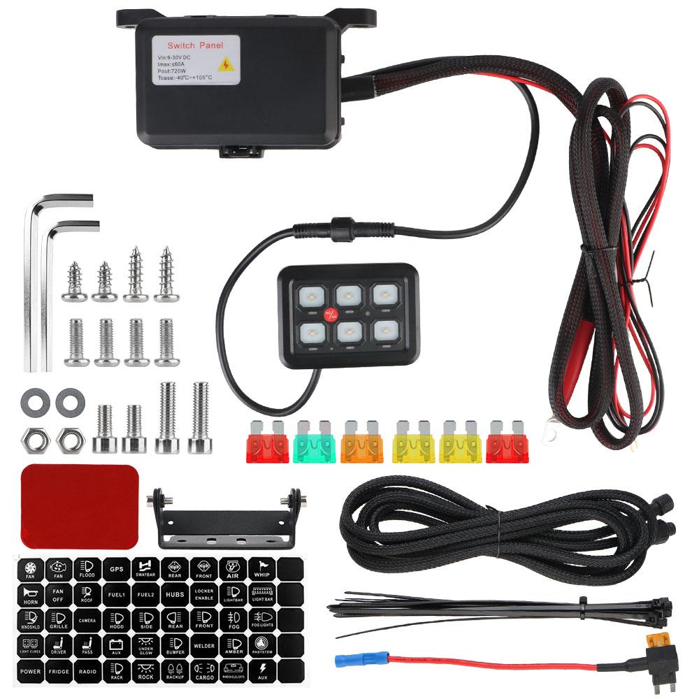 Light Senstive Control Panel Combination Switch Car LED Switch Panel Light Switches 12V Car Accessories On Off Switch 6 Gangs
