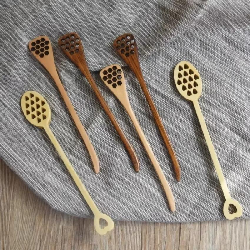 New Stirring Spoon Japanese Environmentally Solid Wood Wooden Tableware Kitchen Household Small Tool Creative Coffee Drink Honey