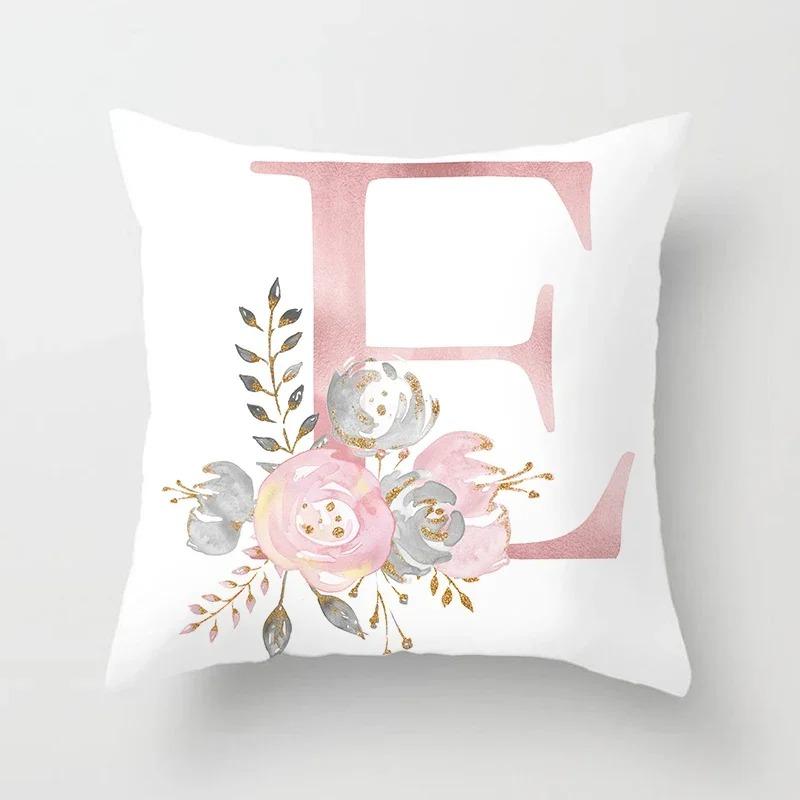 Sweet Pink Pillowcase Decoration 26 Letters Pillowcase Pillowcase Car Cushion Cover Home