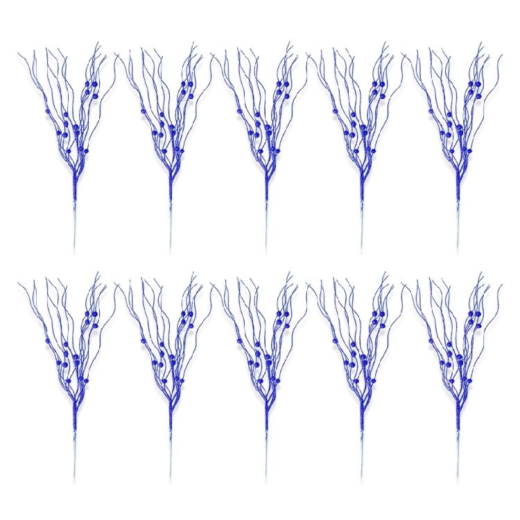 10pcs Textured Plastic Stems Glittering Christmas Picks Artficial Flower Leave Spring Festival Decoration