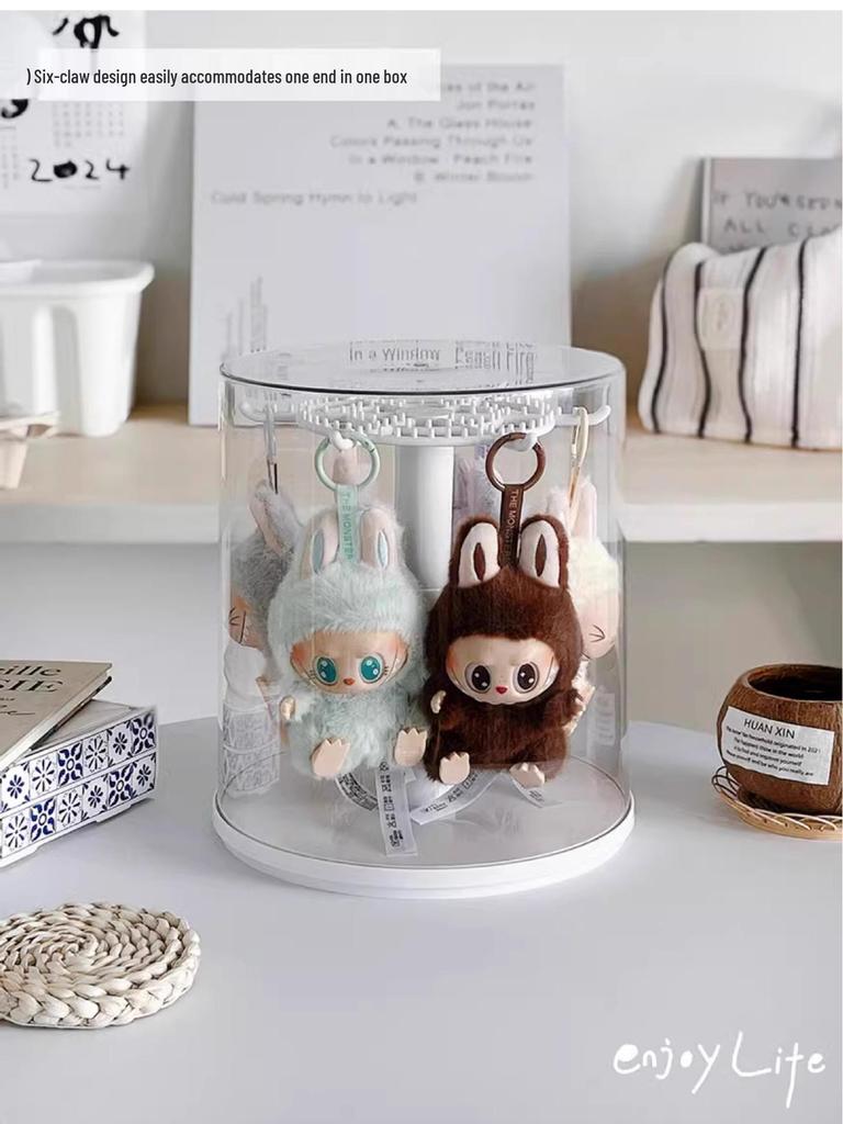 Rotating Labubu Plush Doll Display and Storage Box