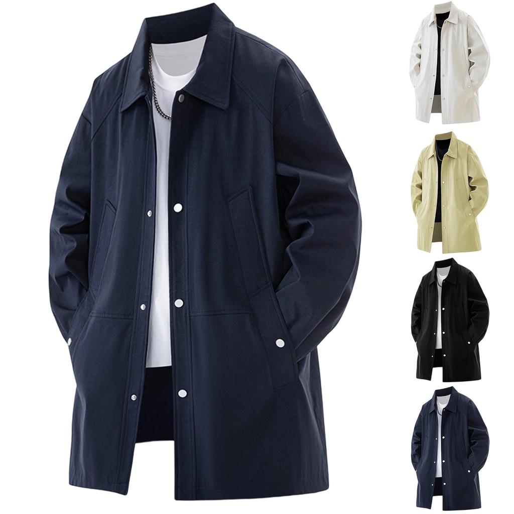 Men In The Long Trench Coat Large Size New American Casual Coat Loose Coat