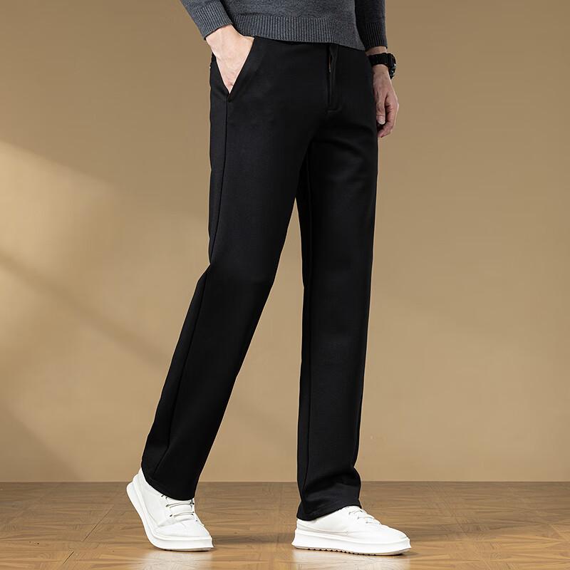 FAPAI Men's Wool Blend Easy Care Straight Leg Casual Pants