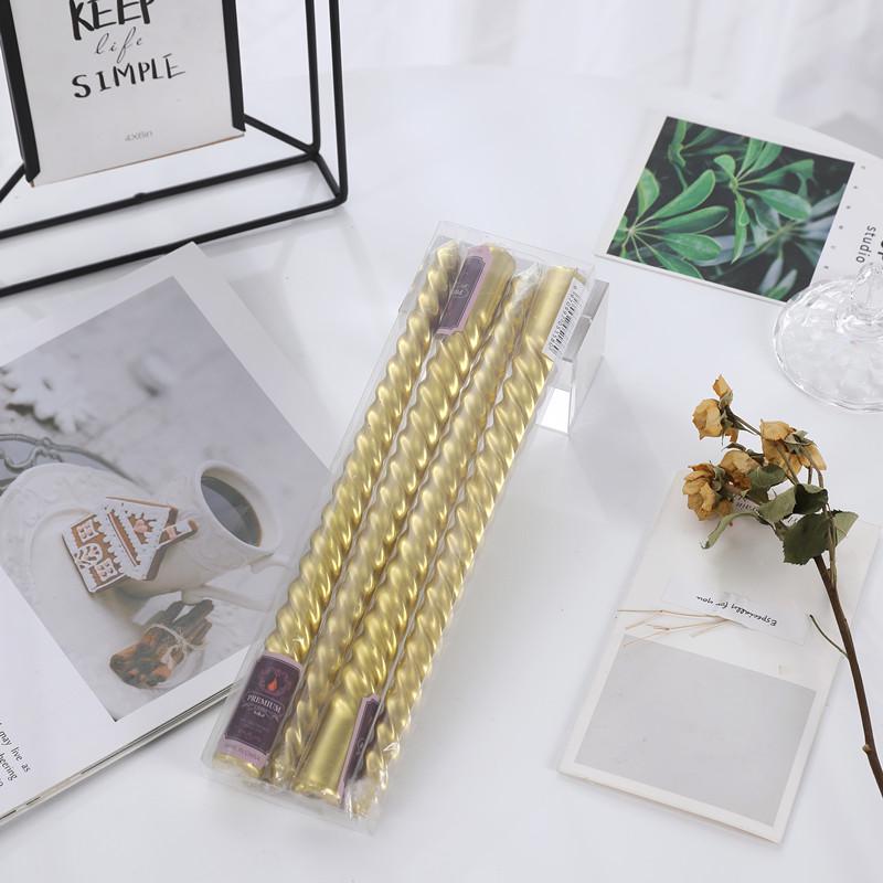 Electroplated Colored Spiral Long Stick Candle - Ideal for Christmas, Weddings, Birthdays, and Romantic Decor.