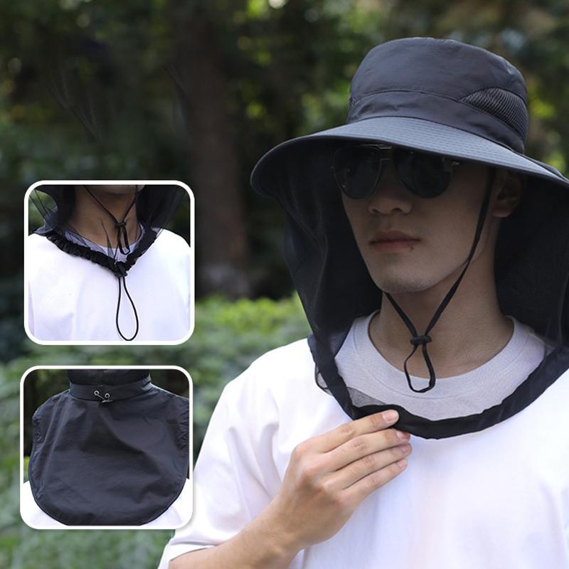 Outdoor Fisherman Hat Wide Brim Bucket Hat Mosquito Hat With Mesh Repellent Insect Bee Protection Men Sunscreen Fishing Cap
