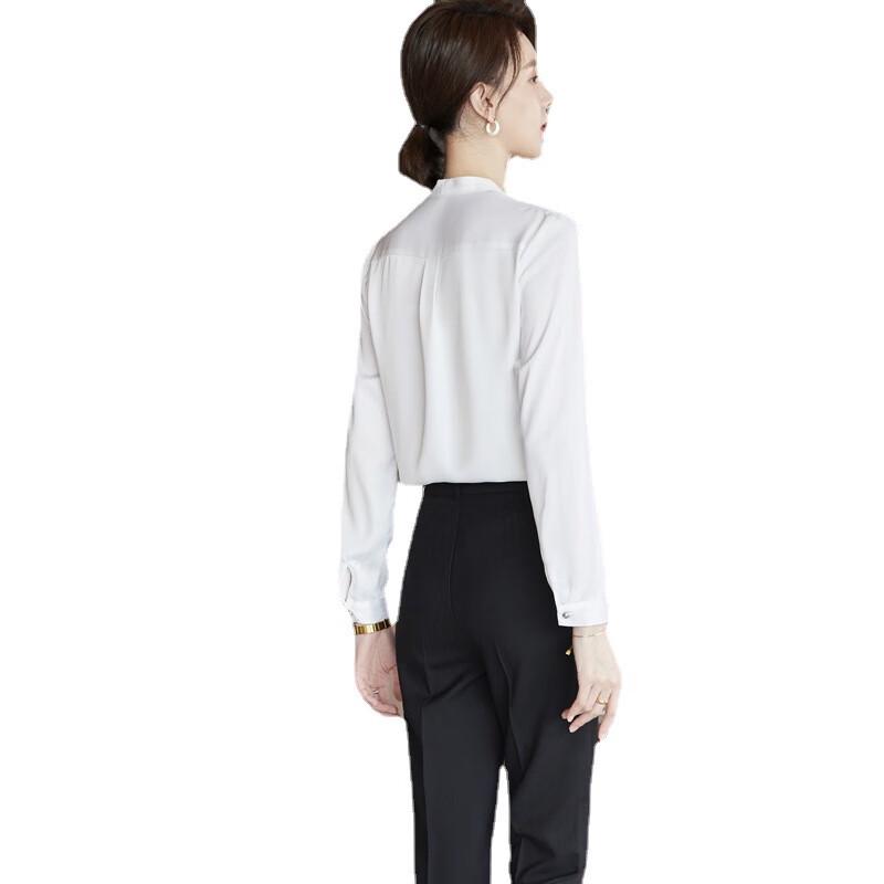 BinHuo Women s Long-Sleeve Business Casual V-Neck Shirt 2XL