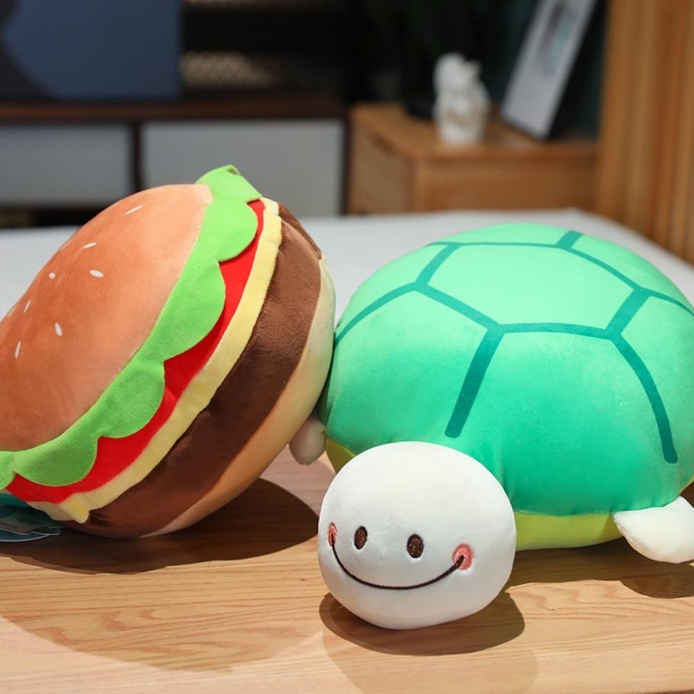 Soft Turtle Transform Hamburger Animal Turtle Plush Doll Flip Sides Plush Doll  Birthday Gifts