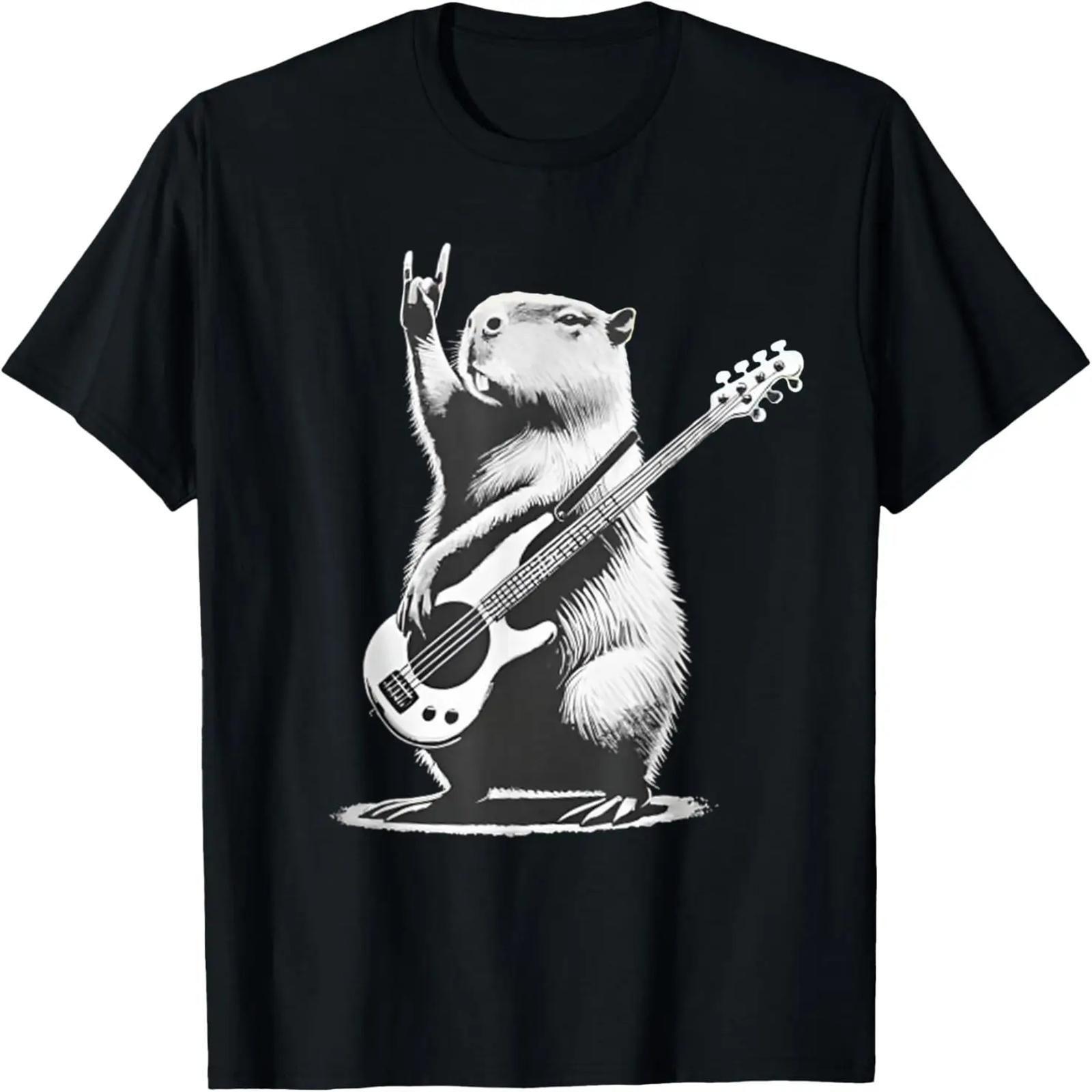 

Vintage Capybara Playing Guitar Retro Capybara Rock Music T-Shirt XXXXXL чёрный