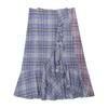 European and American Single Sheep Woolen Skirt Ruffles Plaid Tartan Skirt High Waist Fishtail Dress Work Clothing Skirt Female Winter