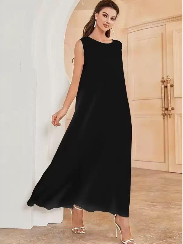 2025 Solid Color Loose Sleeveless Long Dress - European & American Style