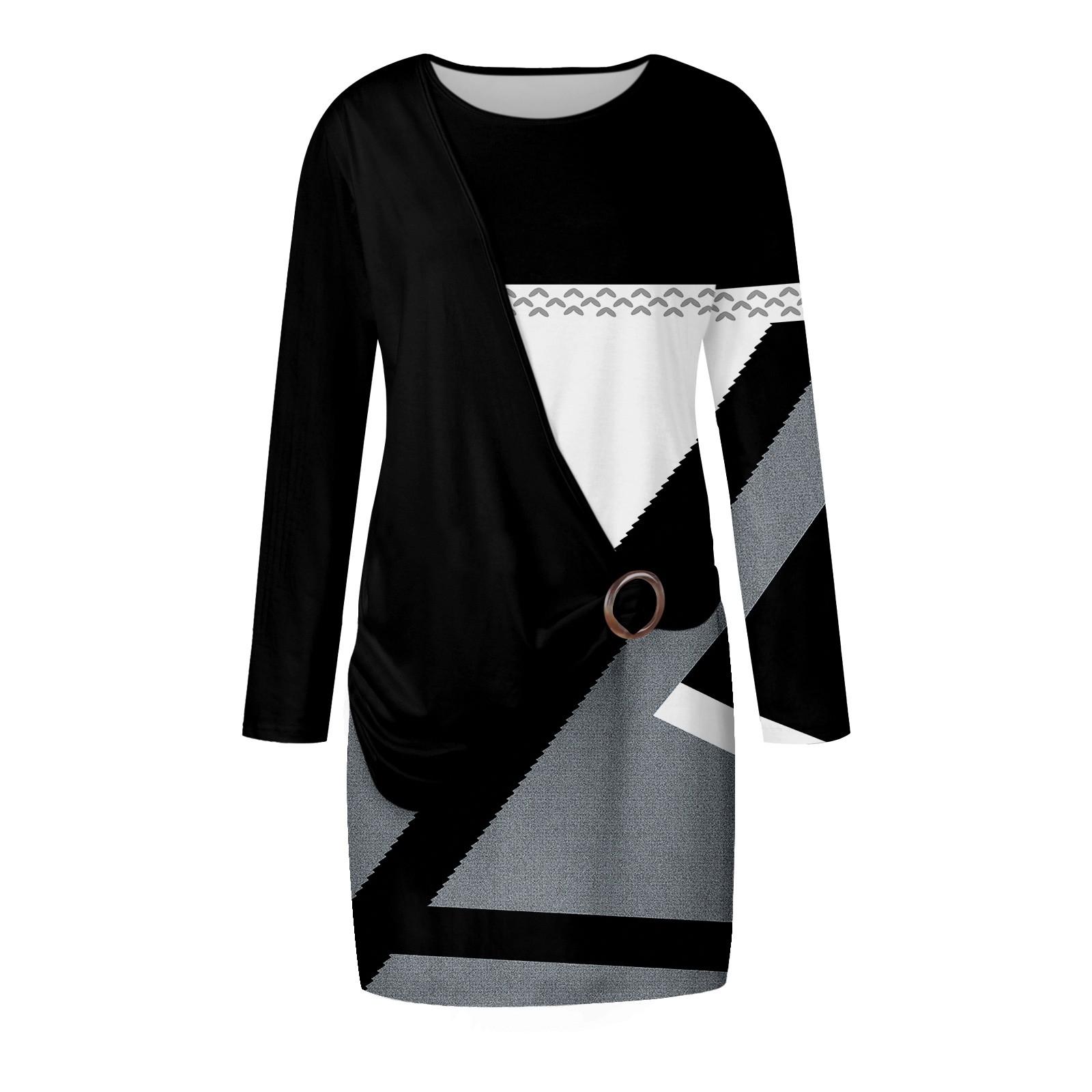 Жен. Платье Толстовка Платье С принтом Мода Свободный вырез с круглым вырезом — фото 4