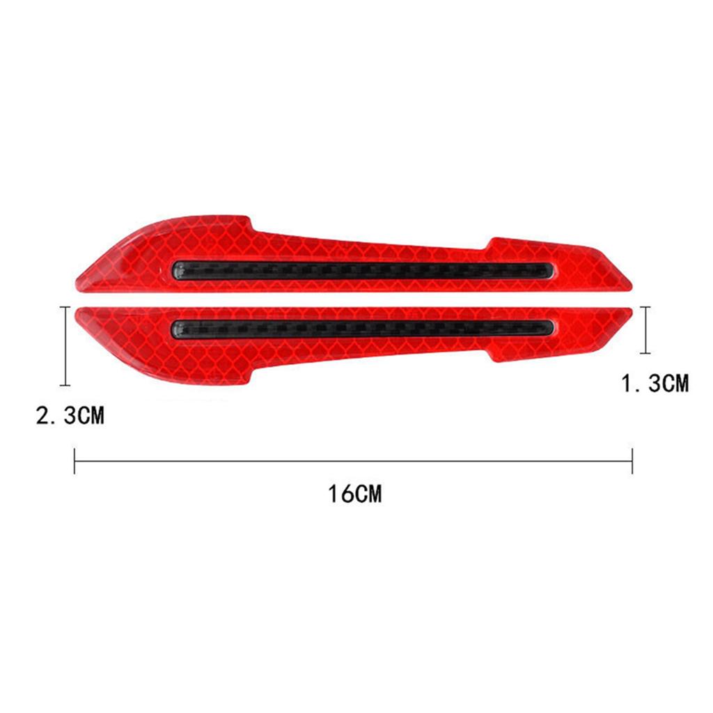 2 Pcs Car Reflective Stickers Flexional Red Rearview Mirror Reflective Stickers for Doors Bumpers
