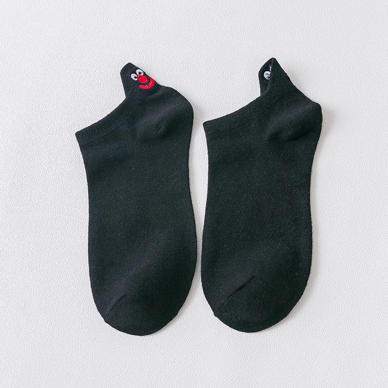 Sesame Street Women's Cartoon Embroidered Ankle Socks – Cute, Thin, Heel-Protection Sports Socks for Summer