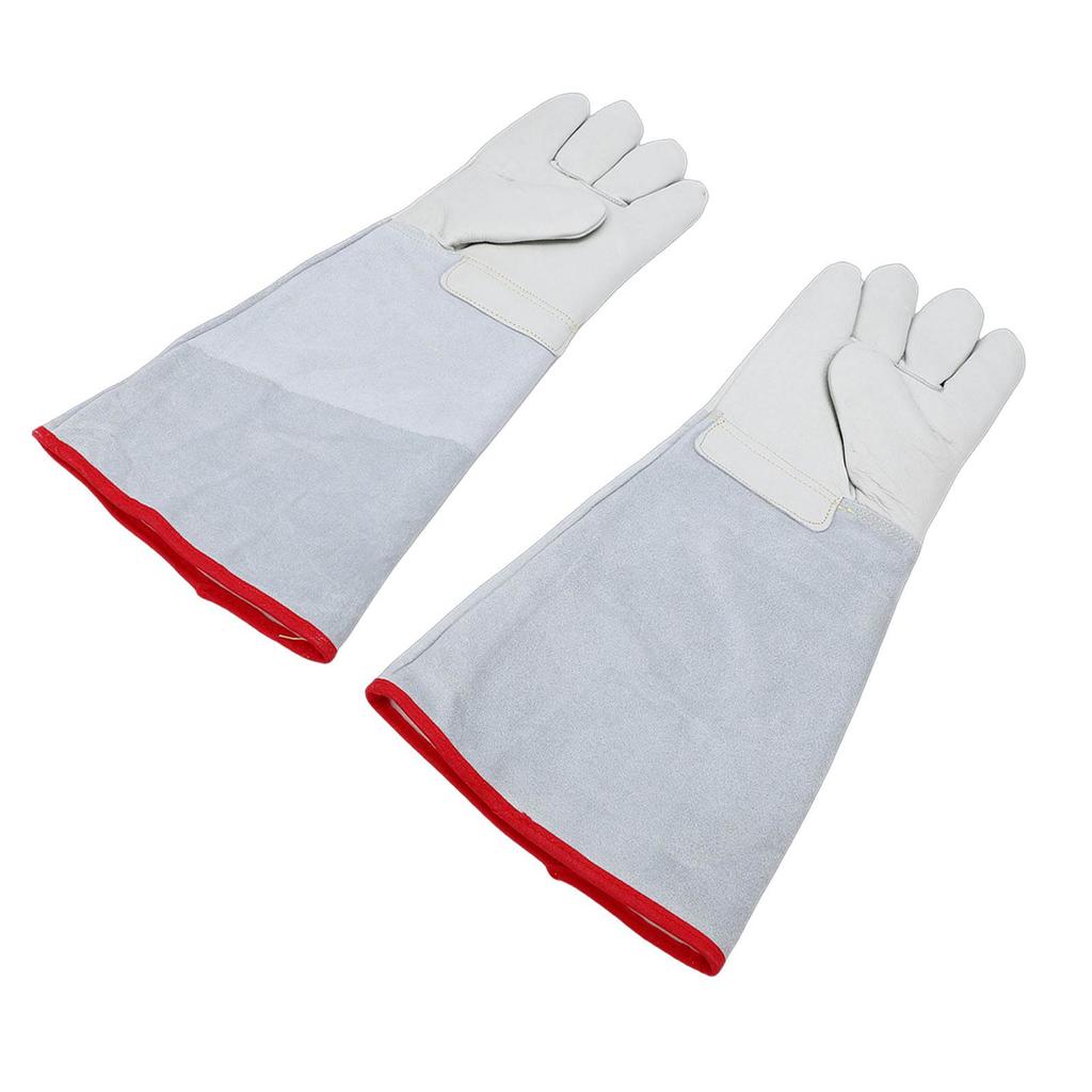 1 Pair Antifreeze Gloves 45cm Long Cowhide Work Gloves for Liquid Nitrogen Dry Ice Handling High and Low Temperature