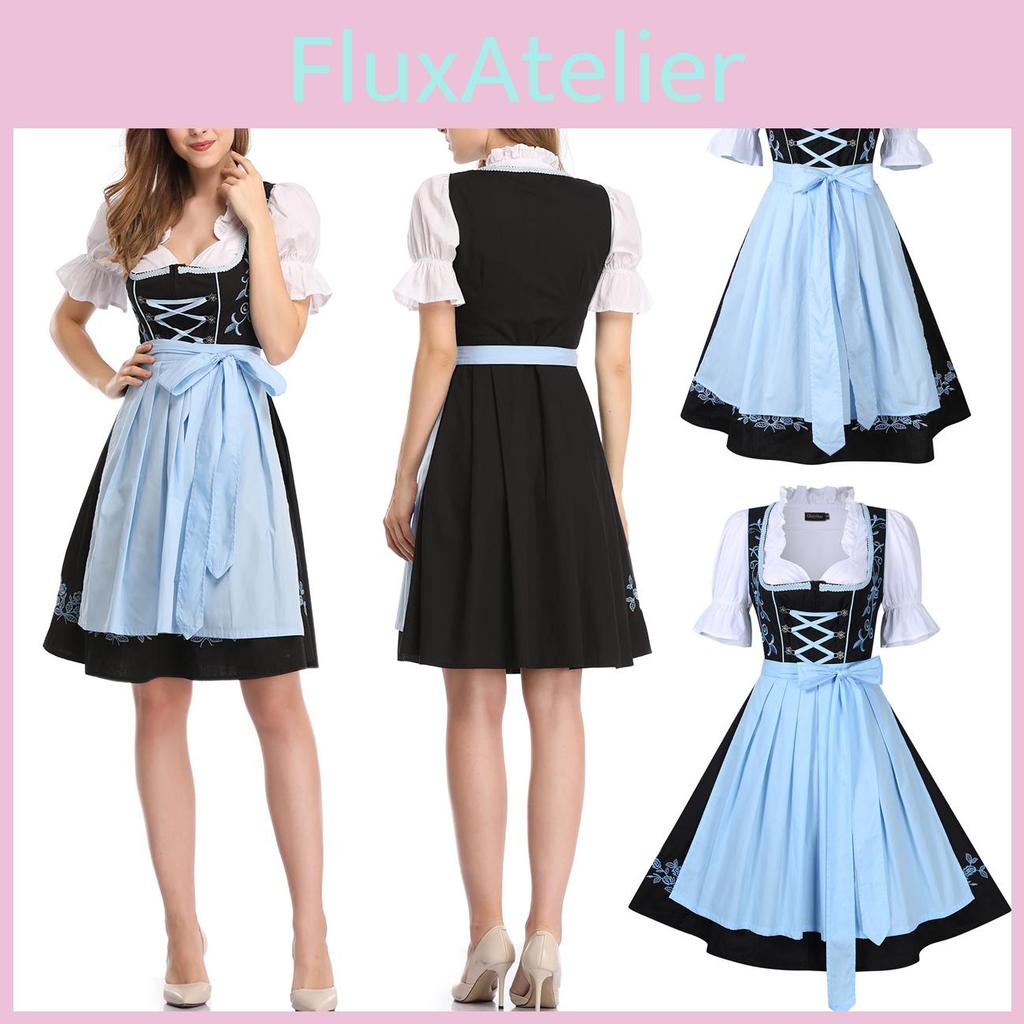 Classic Women Traditional Floral Dirndl Dress Perfect For Oktoberfest Parties