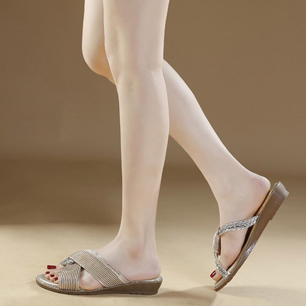 Sandals Women Womens Flat Slide Sandals Slip On Summer Fashion Shoes Casual Rhinestones Open Toe Slippers Sandalias Femininas