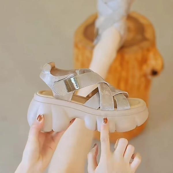 

Fashion Female Sandal Fashion Womens Shoes 2025 Muffins shoe Clogs With Heel All-Match Cross Girls Luxury Flat Gladiator Thick Summer Re 35