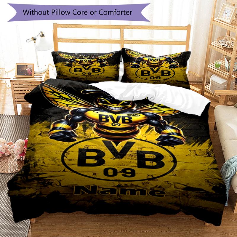 3pcs Custom Name BVB Bedding Set Duvet Cover Closure Includes 1 Duvet Cover & 2 Pillowcases, Soft and Comfortable for All Seasons.