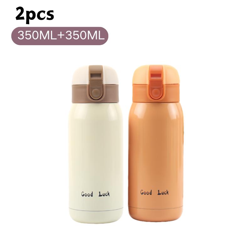 200/350ml Cute Mini Thermos Cup Stainless Steel Thermal Coffee Mug Portable Vacuum Flask Insulated Water Bottle with Button Lid