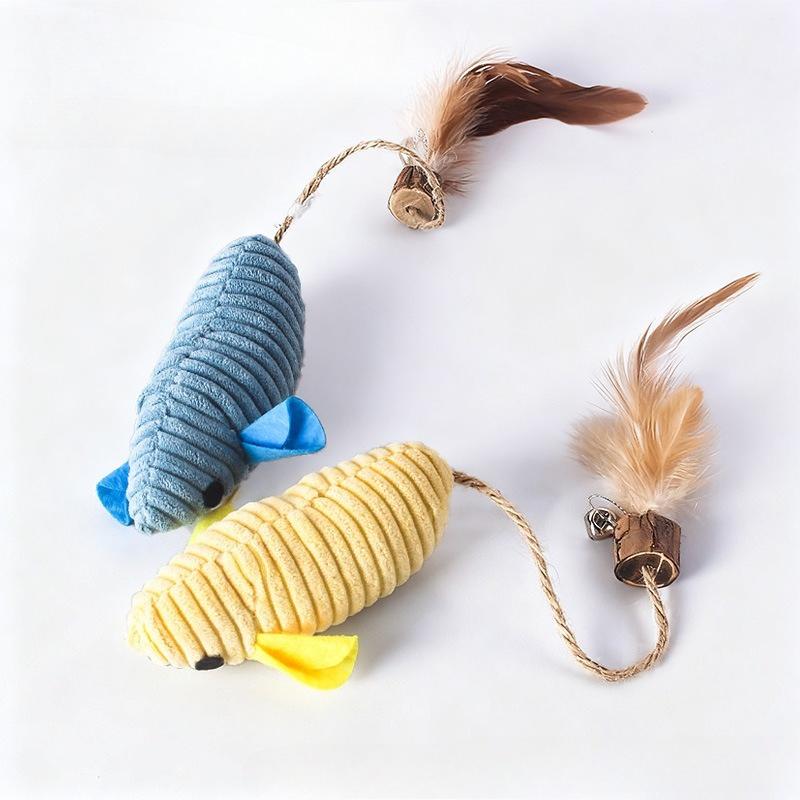 Simulation Mouse Cat Plush Toy Funny Self-hey Feather Sounding Kitten Toy Bite-resistant Interactive Cat Toy Supplies