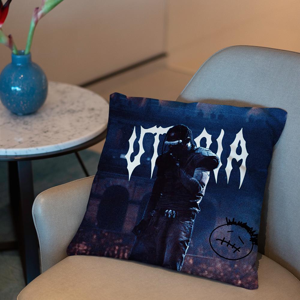 T-Travis S-Scott Cushion Cover 2-in-1 Reversible Plush Pillow Cover | Car/Sofa/Bed | Perfect Gift