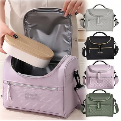 Stylish Insulated Lunch Bag - Aluminum Lined Warm Tote Bag with Leak-proof Design for Office and Picnic-tan
