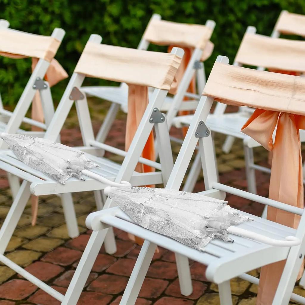 6-11Pcs White Lace Umbrellas for Wedding 19.7" Vintage Parasols Lace Decorative Umbrellas Wedding Bridal Baby Shower Party Props