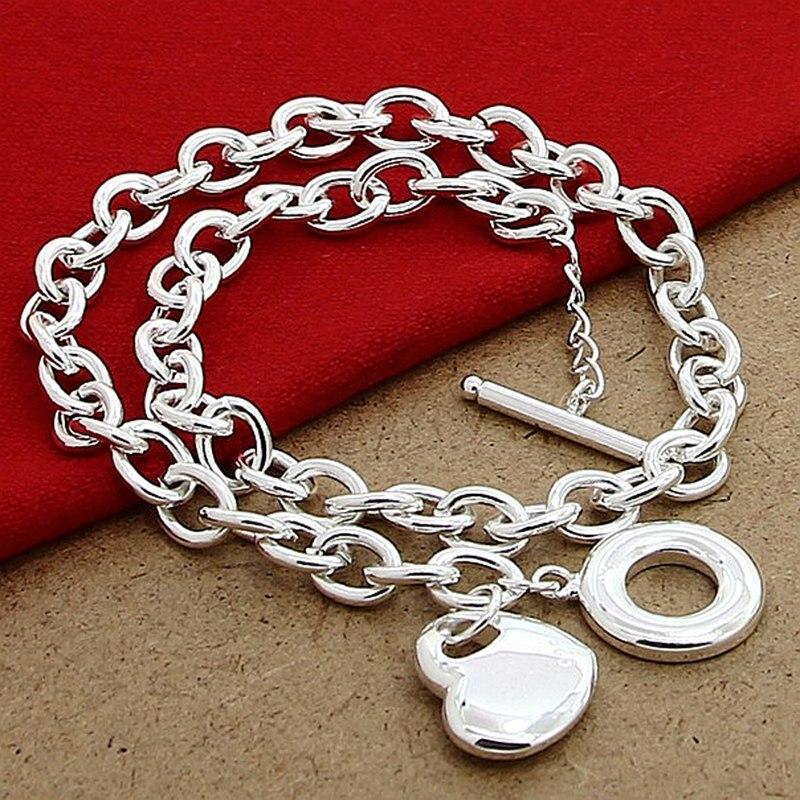 

Новое модное серебряное ожерелье 925 пробы, модное элегантное ожерелье с подвеской в ​​виде сердца, ювелирные украшения 50cm