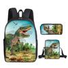 Kinder Cartoon Schultasche Dinosaurier Schultasche Bedruckter Cartoon Rucksack Dreiteiliges Set