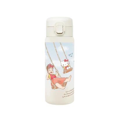 Hello Kitty X Heidi Stainless Steel Bottle 350ml with Lock for Easy Use One-Push [Blanco] One-Touch One-Handed (813-001)