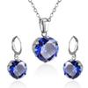 Titanium Steel Round Crystal Rhinestone Necklace And Earrings Set Fashion Jewelry Two Piece
