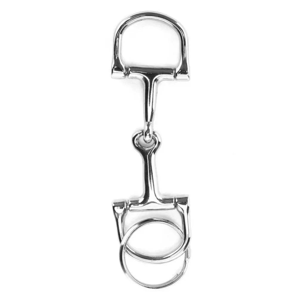 1PC D-Shaped Snaffle Keychain Durable Silver D Zine-Alloy Horse Snaffle Bits Key Chain Decoration Gift for Men Women