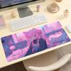 Kawaii Pink Neko Anime Girl Large Extended Gaming Mouse Pad Non Slip Desk Surface Pastel Cartoon Art Print For Gaming Station