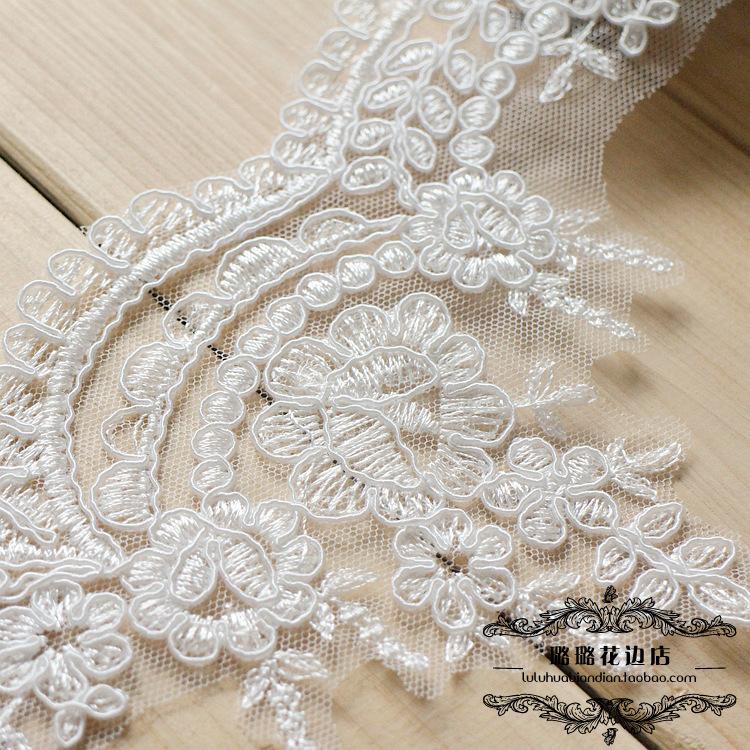 This White Car Bone Lace Lace Accessories, Wedding Headgear Handmade Diy Materials, Fabric Lace Applique