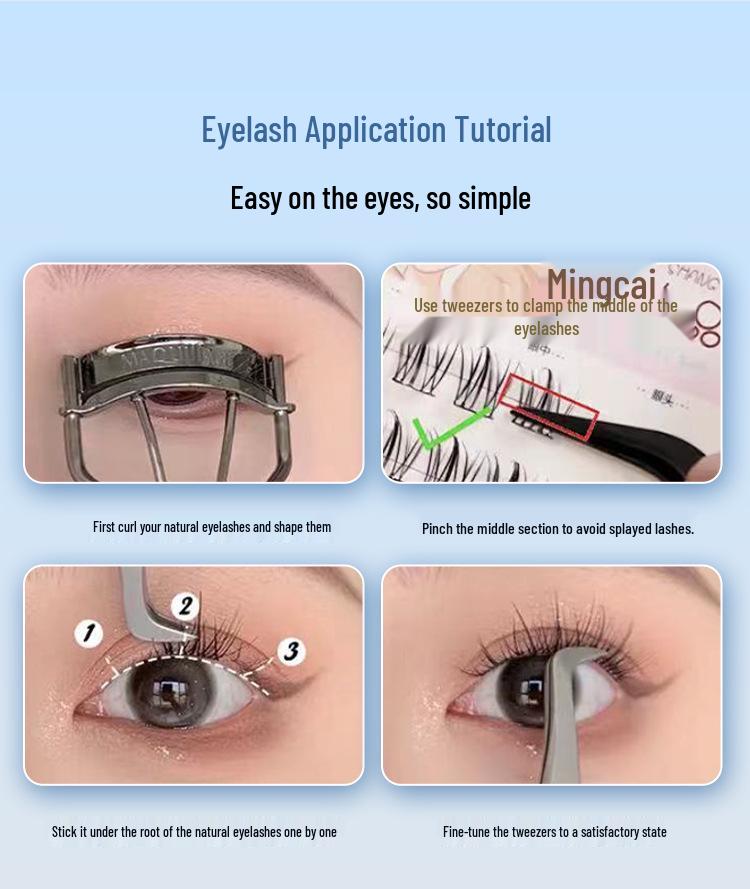 Natural Style Nine-Tailed Fox False Eyelashes – Large Capacity, Photogenic, Segmented Clusters for Beginners, 10 Rows.