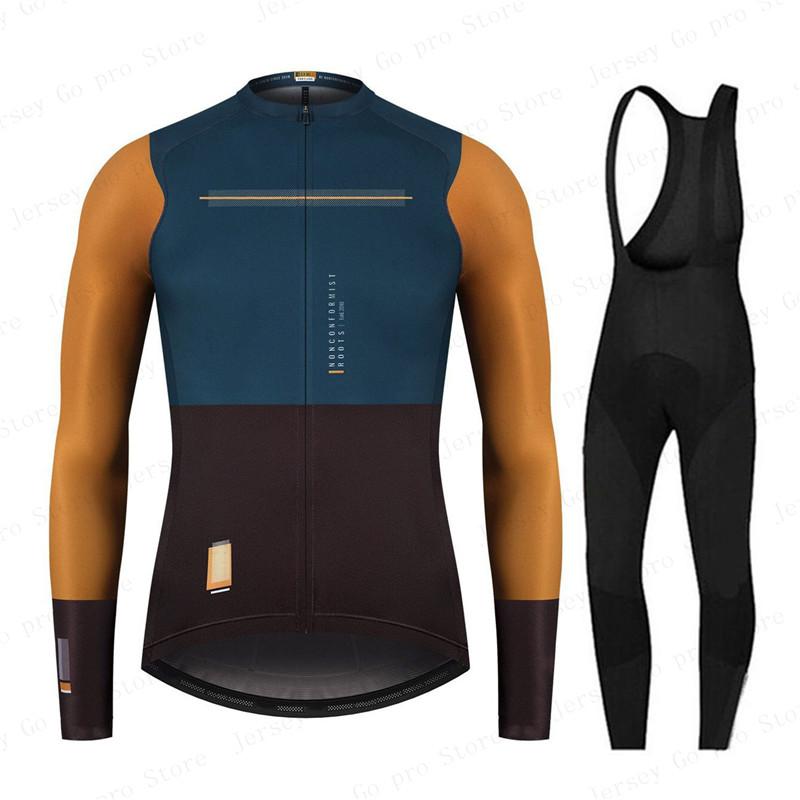 2026 Spring/Autumn Triathlon Men Long Sleeve Cycling Clothing Breathable Anti-UV Bicycle Jersey Set Wear Bib Pants Ropa Ciclismo