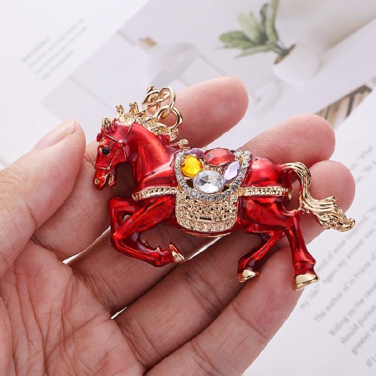 2026 Chinese Zodiacal Horse Keychain Bedazzled Rhinestones Artistic 3D Model Portable for Everyday Essential