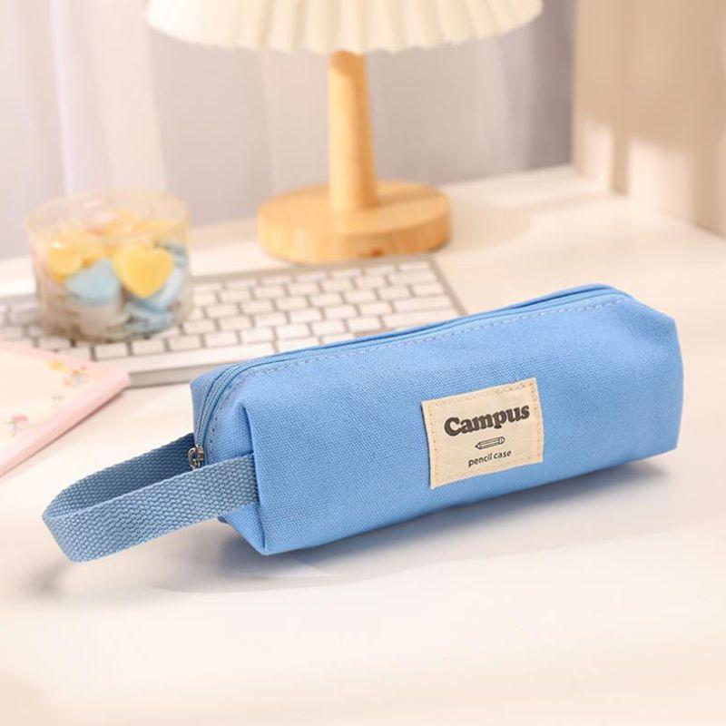 Korean-style Minimalist Hand-held Canvas Candy-colored Pencil Case High-appearance-level Study Stationery Storage Bag