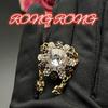 Vintage Ring With A Light Luxury High-end Feel Textured Alloy Heavy Industry Inlaid Zircon Style Palace Niche
