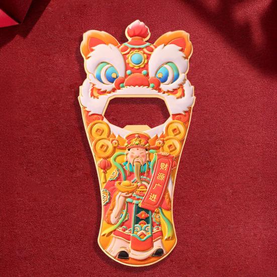 Chinese Style Lion Bottle Opener Refrigerator Magnet God of Wealth Cartoon Lion Fridge Magnet