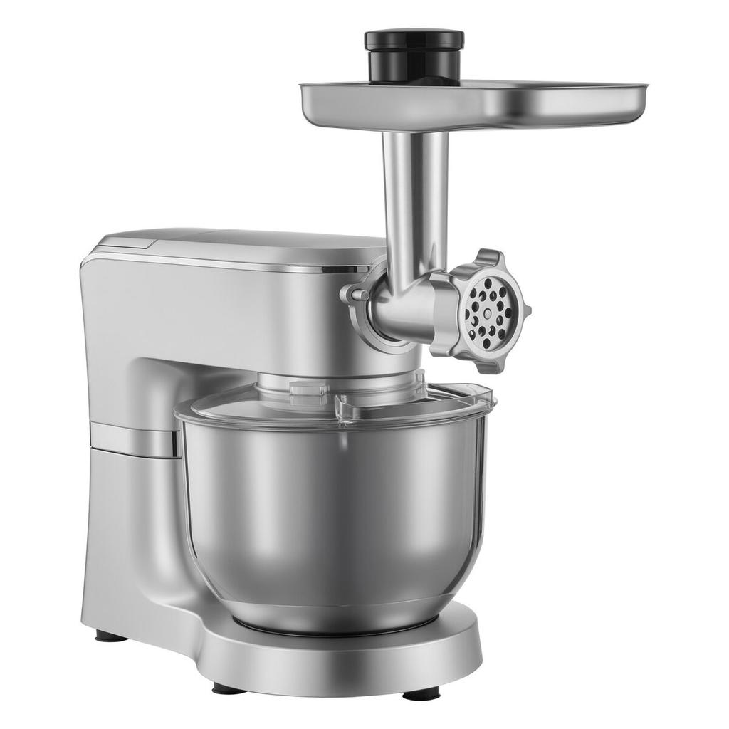Küchenmaschine, 6 L Elektrische Küchenmaschine, 1500W Teigkneter, 6+P Geschwindigkeiten Kippkopf-Küchenmixer mit 1,5 L Mixbecher, Edelstahlschüssel, Knethaken,