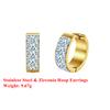 Effie Queen Stainless Steel 18k Gold Square Cut Zirconia Hoop Earrings Ideal Jewelry for Women Wedding Party Banquet Gift STKE19