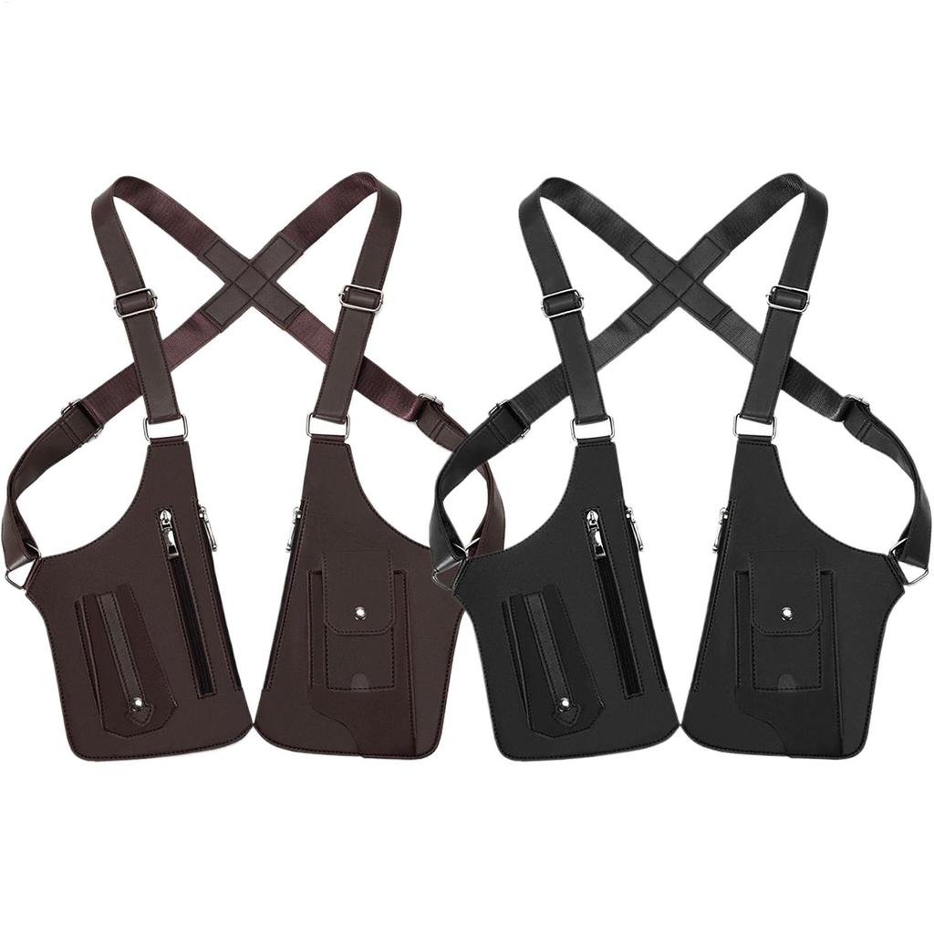 Double Shoulder Strap Multi-Pocket Outdoor Anti-Theft Tactical Fishing Bag Waterproof PU Multi-Purpose Vest Style Crossbody Bag