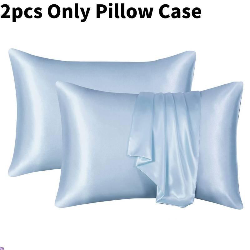 Luxurious Solid Color Satin Pillow Cases Set High Quality Soft Hypoallergenic Fabric